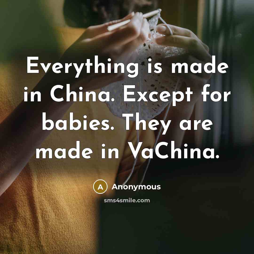 “Everything is made in China. Except for babies. They are made in VaChina.” quote by Anonymous