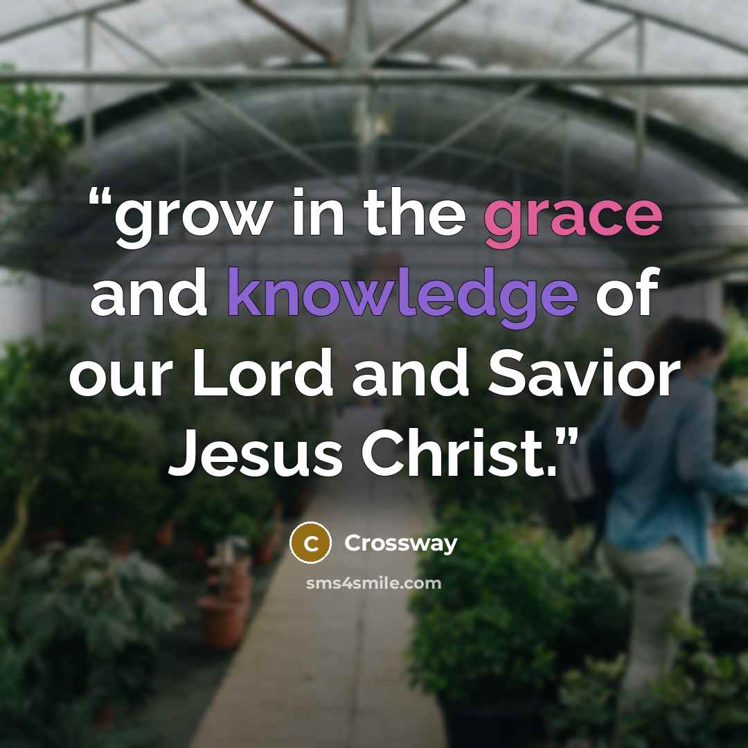 “grow in the grace and knowledge of our Lord and Savior Jesus Christ.” quote by Crossway