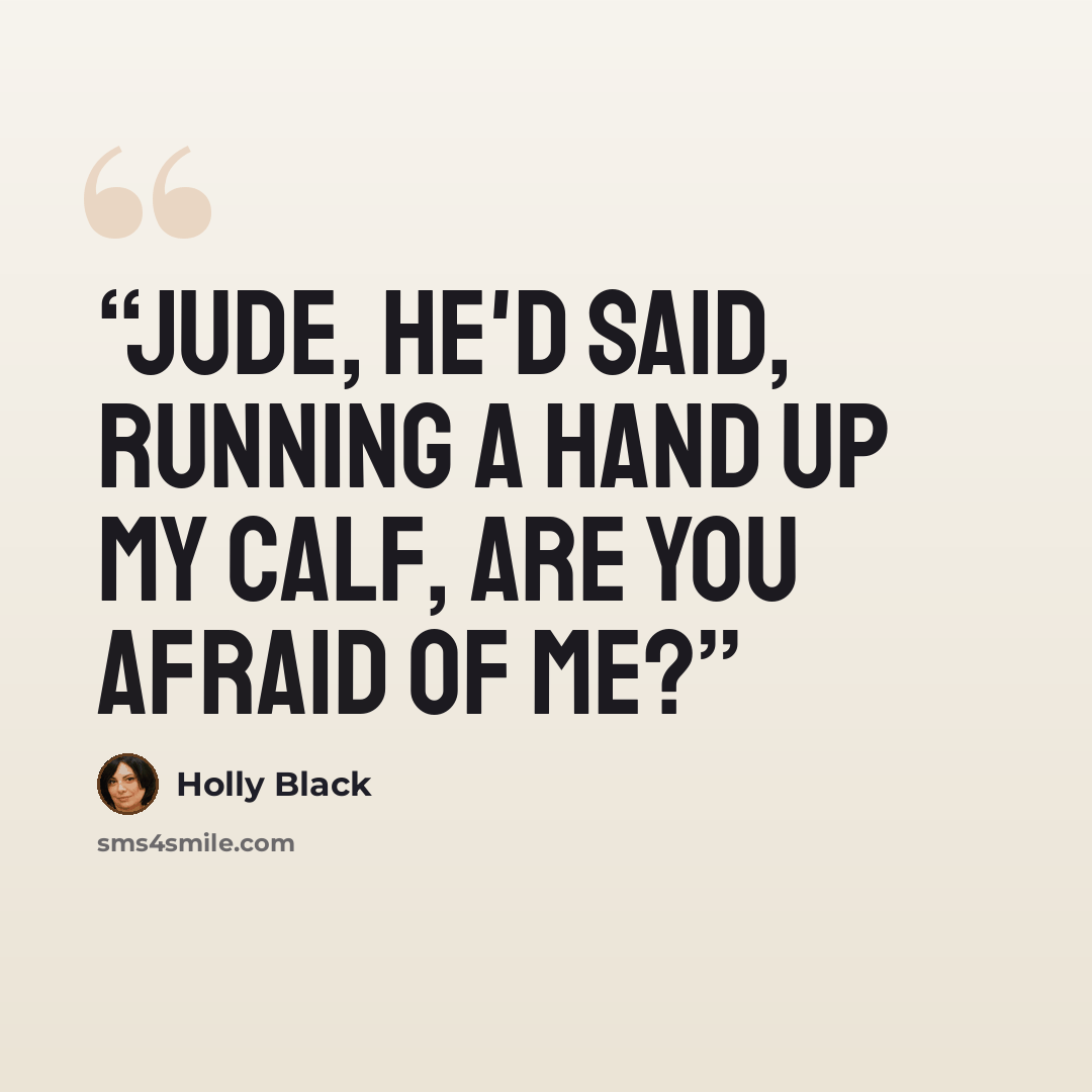 “Jude, he'd said, running a hand up my calf, are you afraid of me?” quote by Holly Black