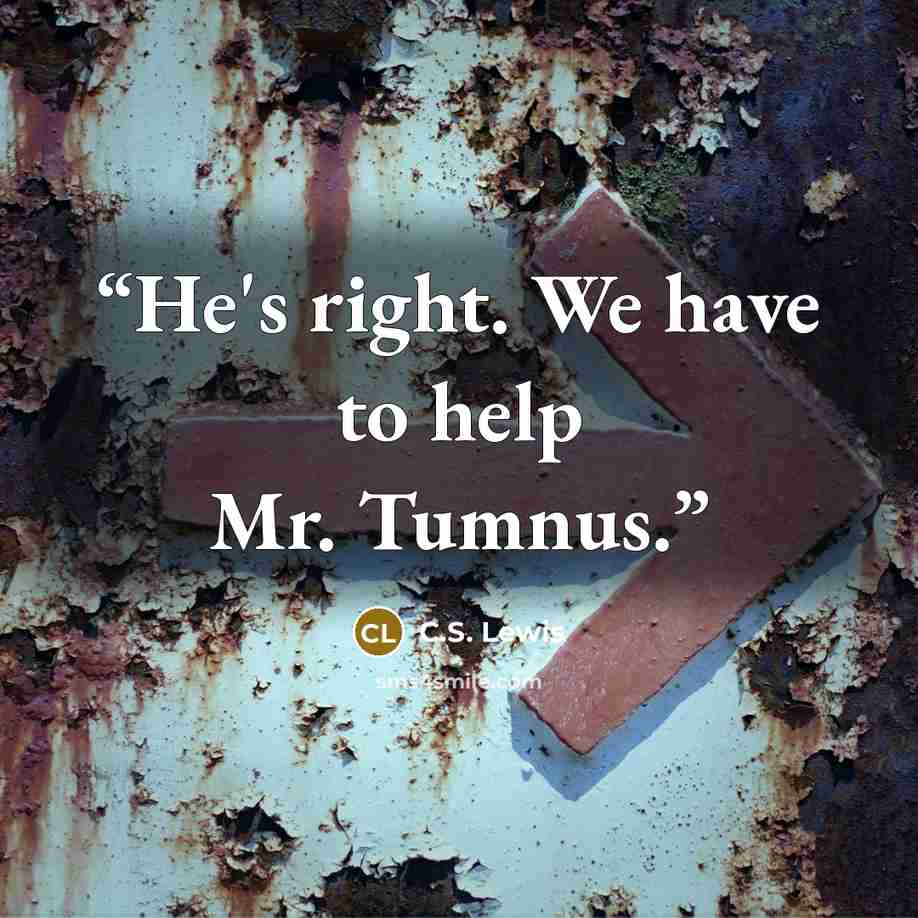 “He's right. We have to help Mr. Tumnus.” quote by C.S. Lewis