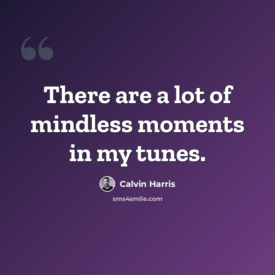 “There are a lot of mindless moments in my tunes.” quote by Calvin Harris