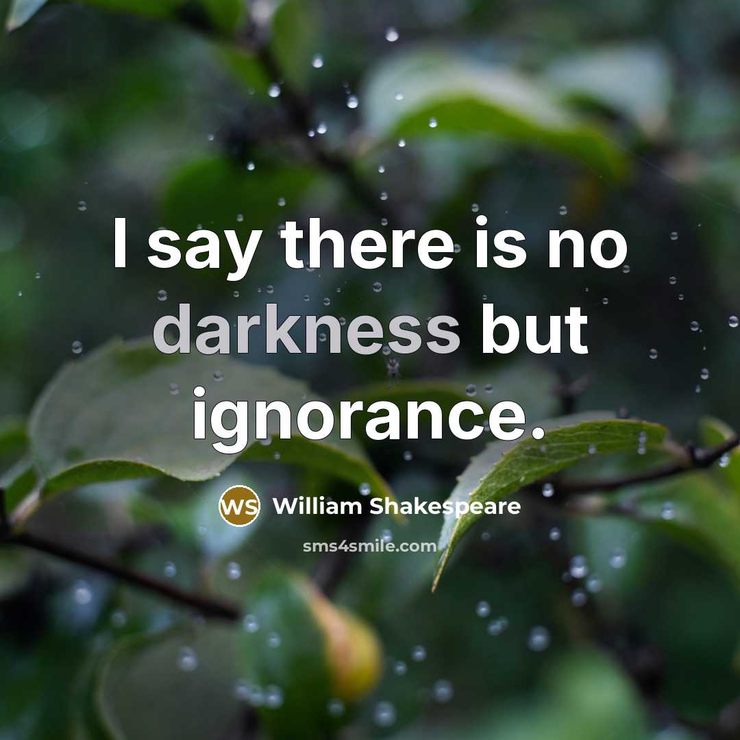 “I say there is no darkness but ignorance.” quote by William Shakespeare