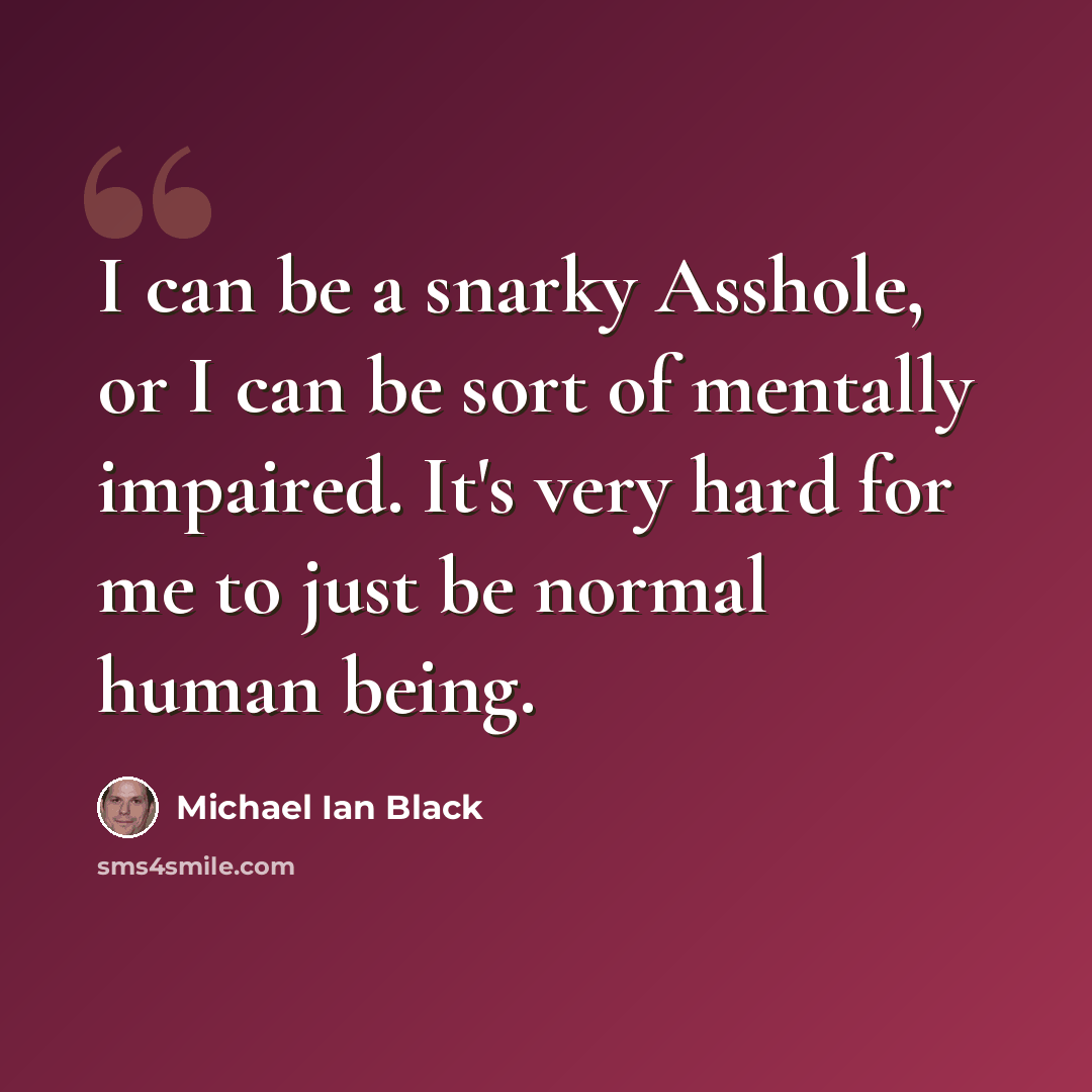 “I can be a snarky Asshole, or I can be sort of mentally impaired. It's very hard for me to just be normal human being.” quote by Michael Ian Black