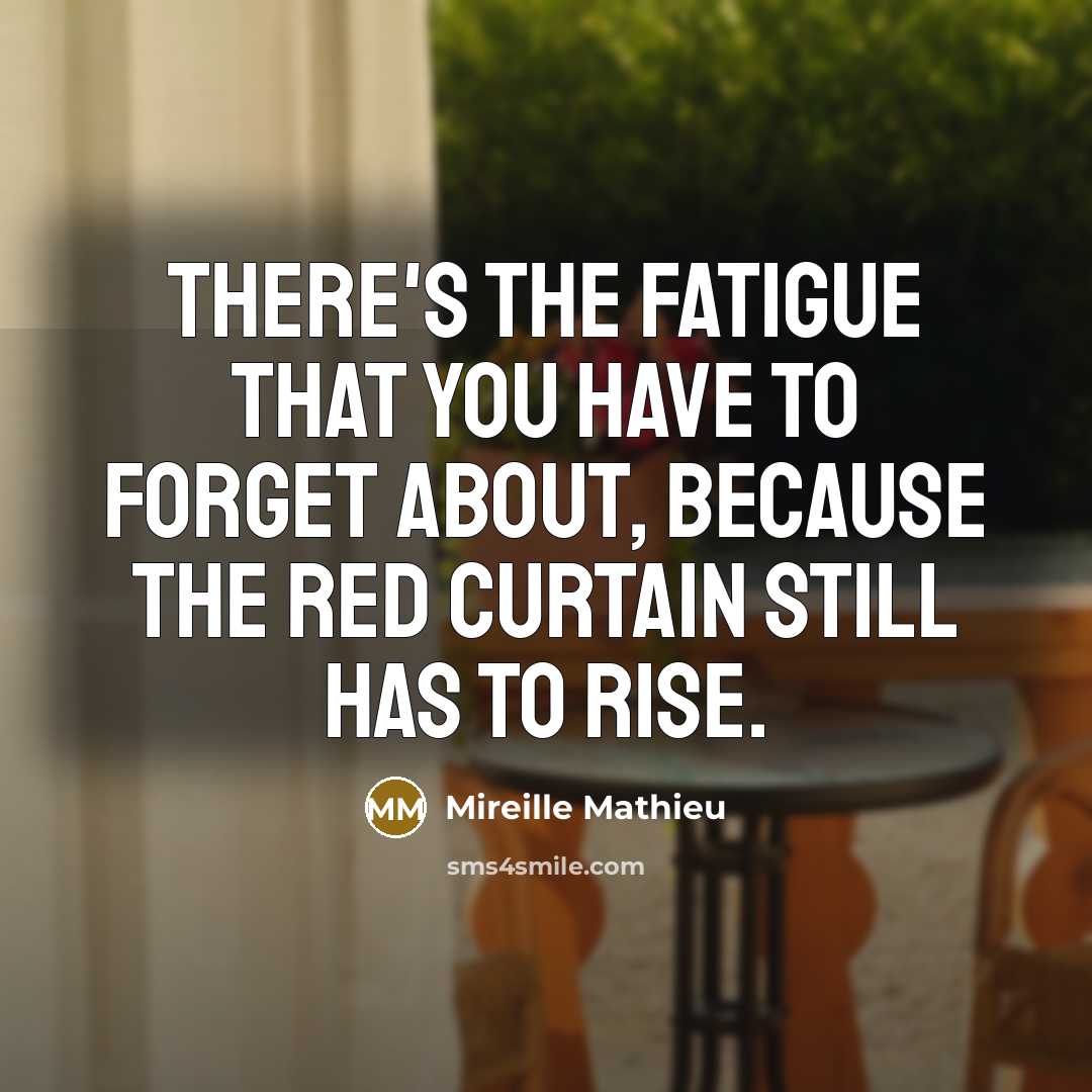 “There's the fatigue that you have to forget about, because the red curtain still has to rise.” quote by Mireille Mathieu