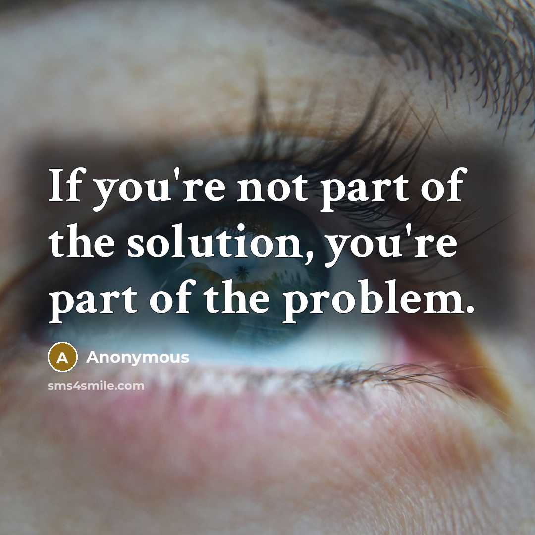 “If you're not part of the solution, you're part of the problem.” quote by Anonymous