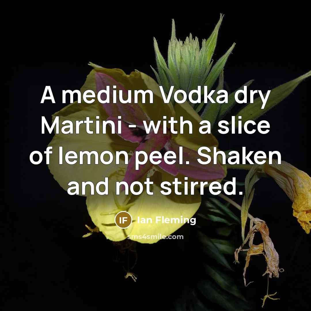 “A medium Vodka dry Martini - with a slice of lemon peel. Shaken and not stirred.” quote by Ian Fleming