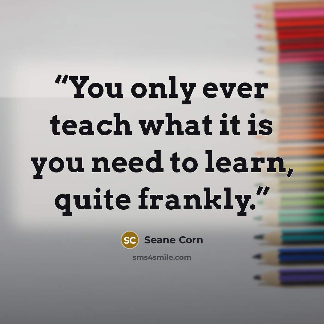 “You only ever teach what it is you need to learn, quite frankly.” quote by Seane Corn
