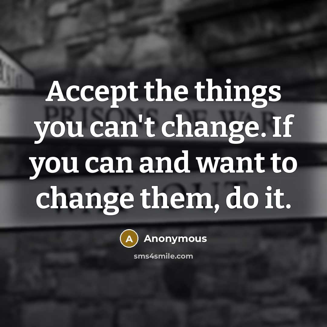“Accept the things you can't change. If you can and want to change them, do it.” quote by Anonymous