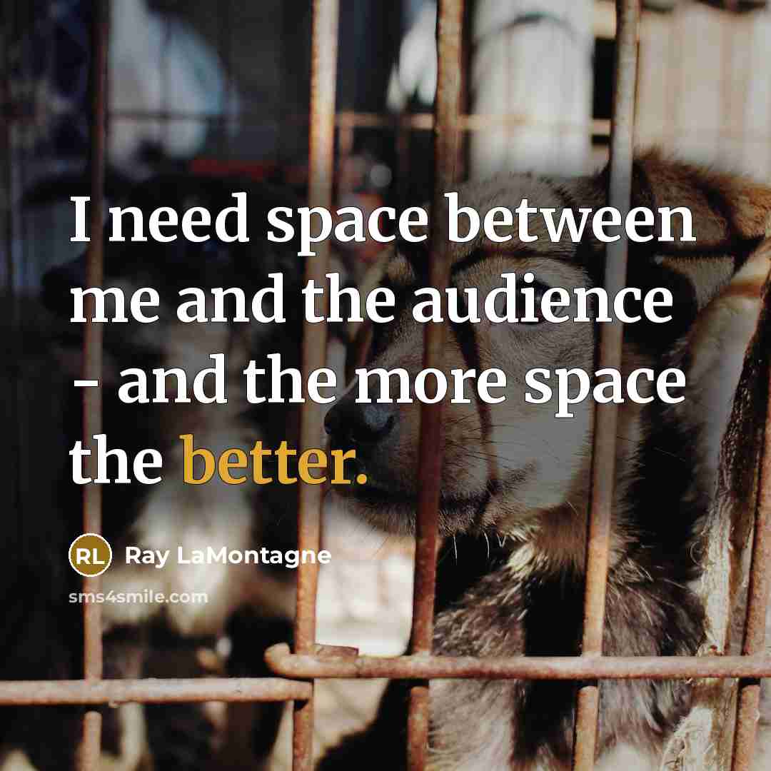 “I need space between me and the audience - and the more space the better.” quote by Ray LaMontagne
