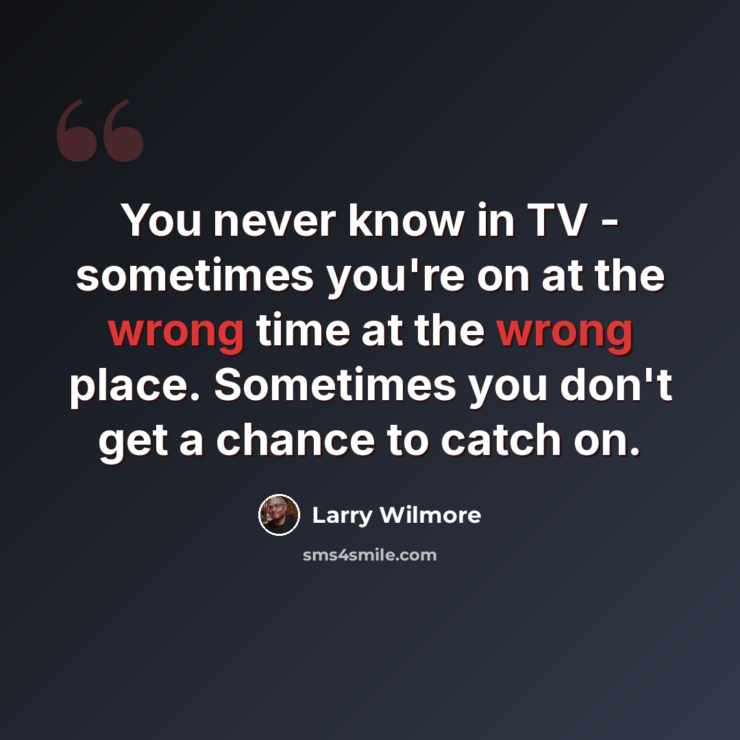 “You never know in TV - sometimes you're on at the wrong time at the wrong place. Sometimes you don't get a chance to catch on.” quote by Larry Wilmore
