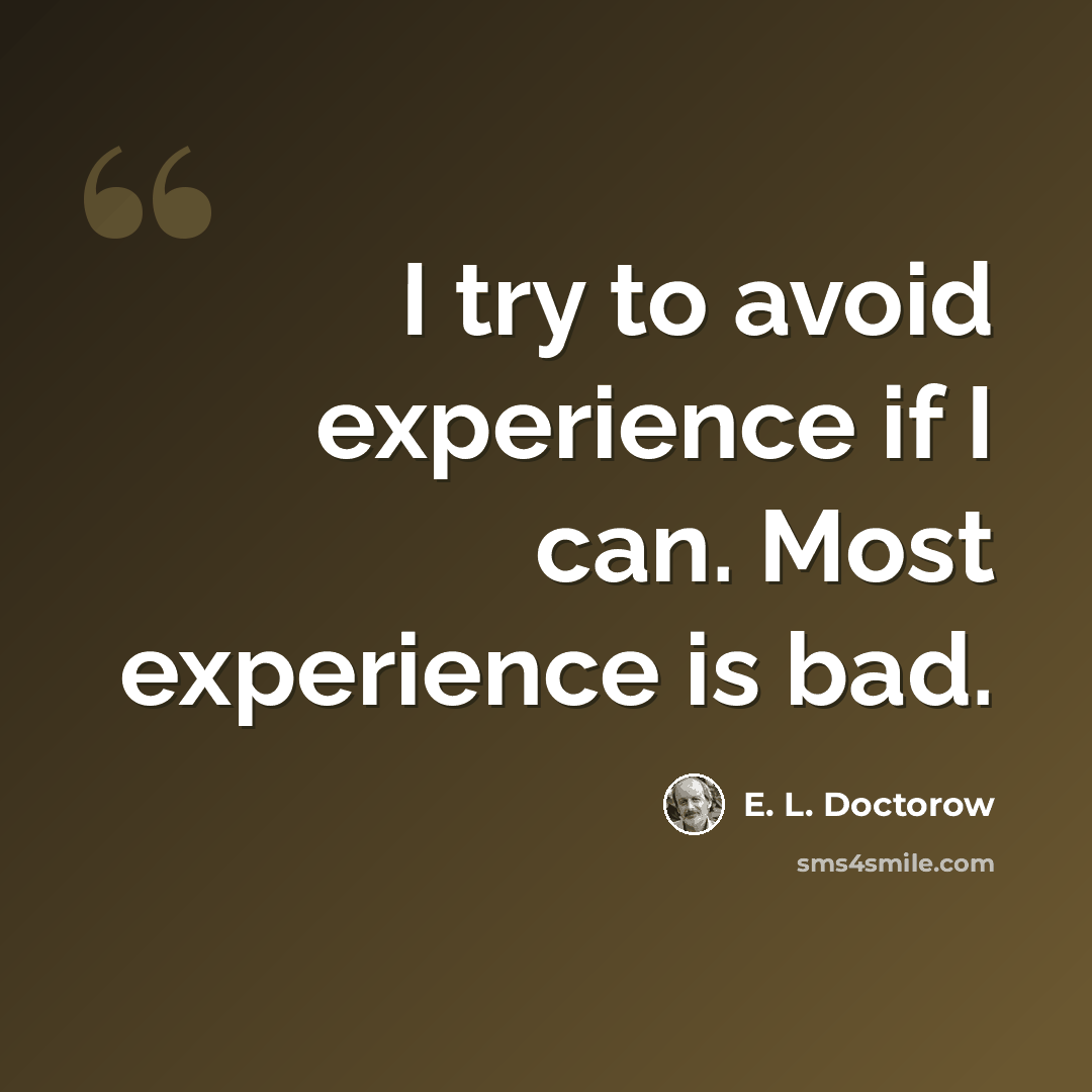 “I try to avoid experience if I can. Most experience is bad.” quote by E. L. Doctorow