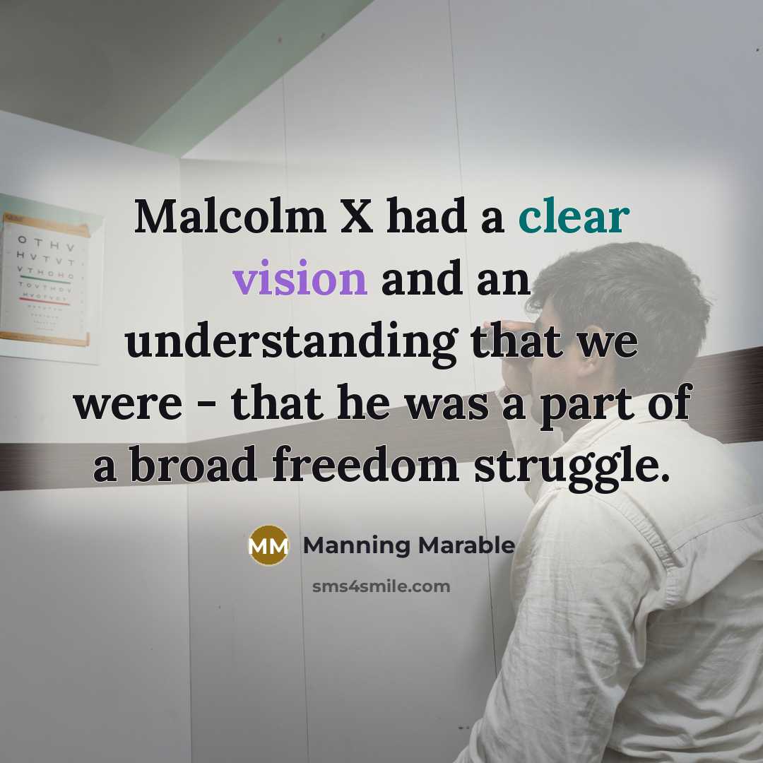 “Malcolm X had a clear vision and an understanding that we were - that he was a part of a broad freedom struggle.” quote by Manning Marable