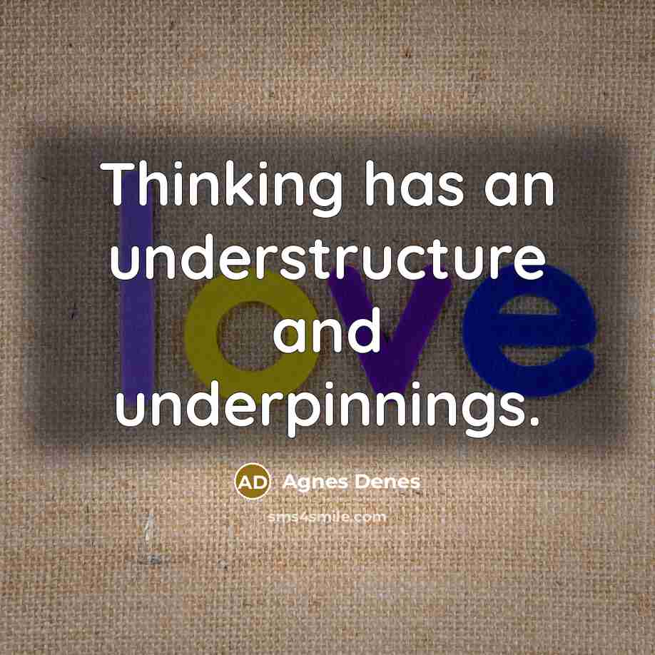 “Thinking has an understructure and underpinnings.” quote by Agnes Denes