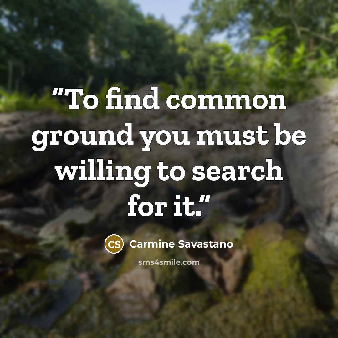 “To find common ground you must be willing to search for it.” quote by Carmine Savastano