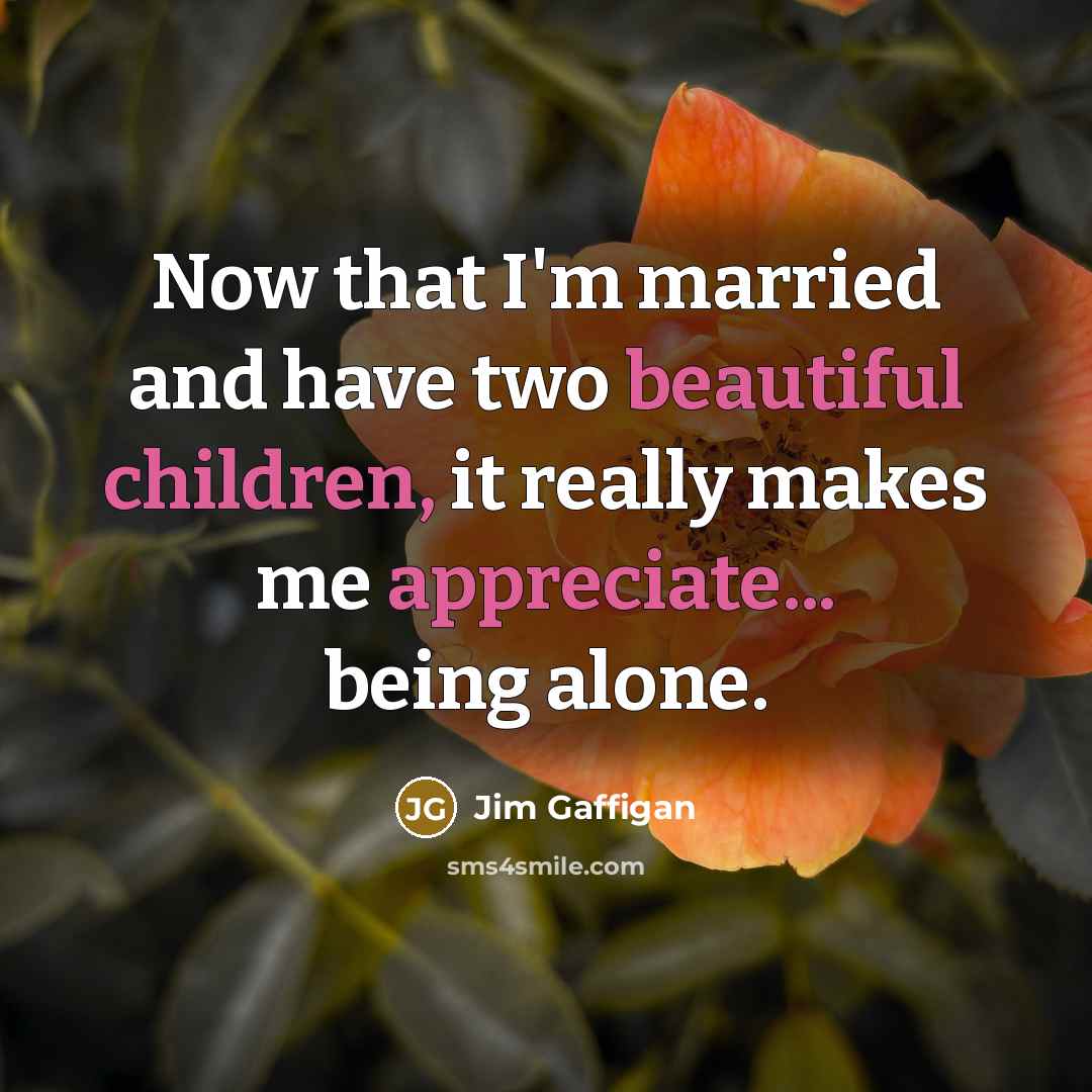 “Now that I'm married and have two beautiful children, it really makes me appreciate... being alone.” quote by Jim Gaffigan