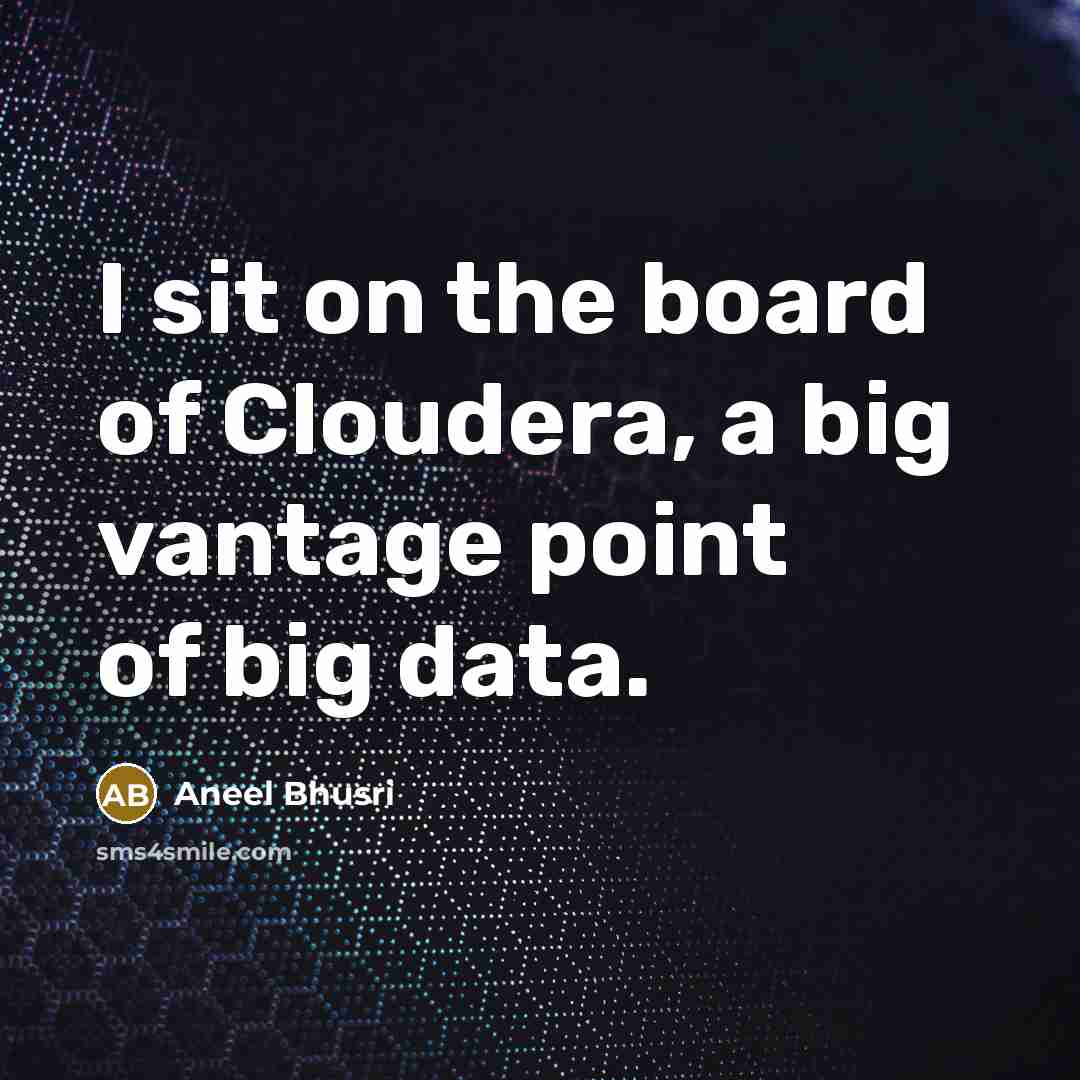 “I sit on the board of Cloudera, a big vantage point of big data.” quote by Aneel Bhusri