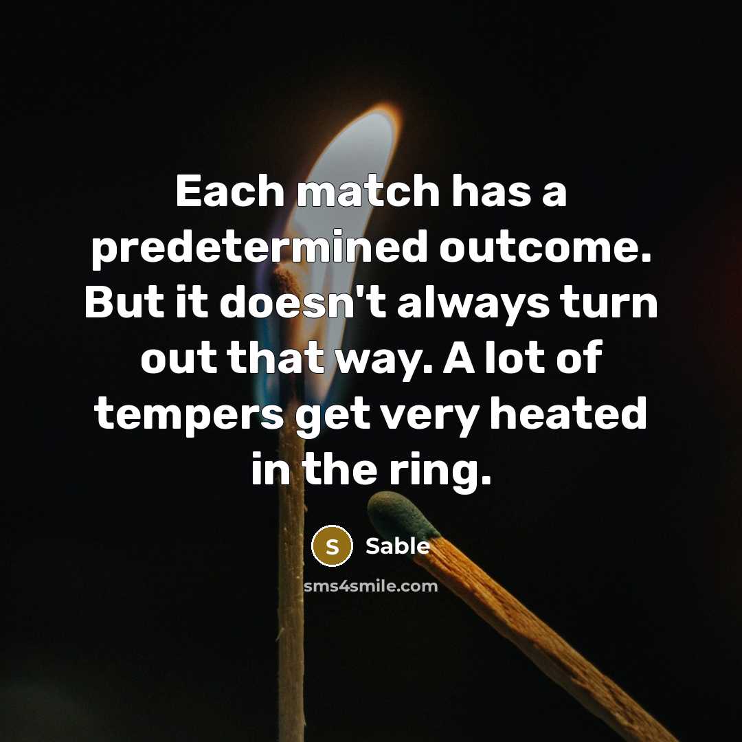 “Each match has a predetermined outcome. But it doesn't always turn out that way. A lot of tempers get very heated in the ring.” quote by Sable