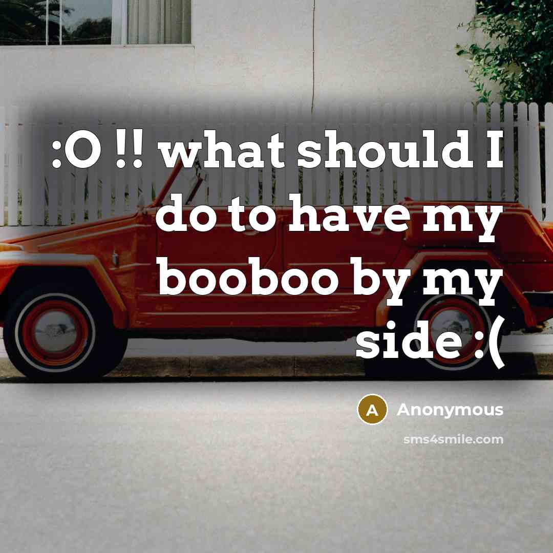 “:O !! what should I do to have my booboo by my side :(” quote by Anonymous