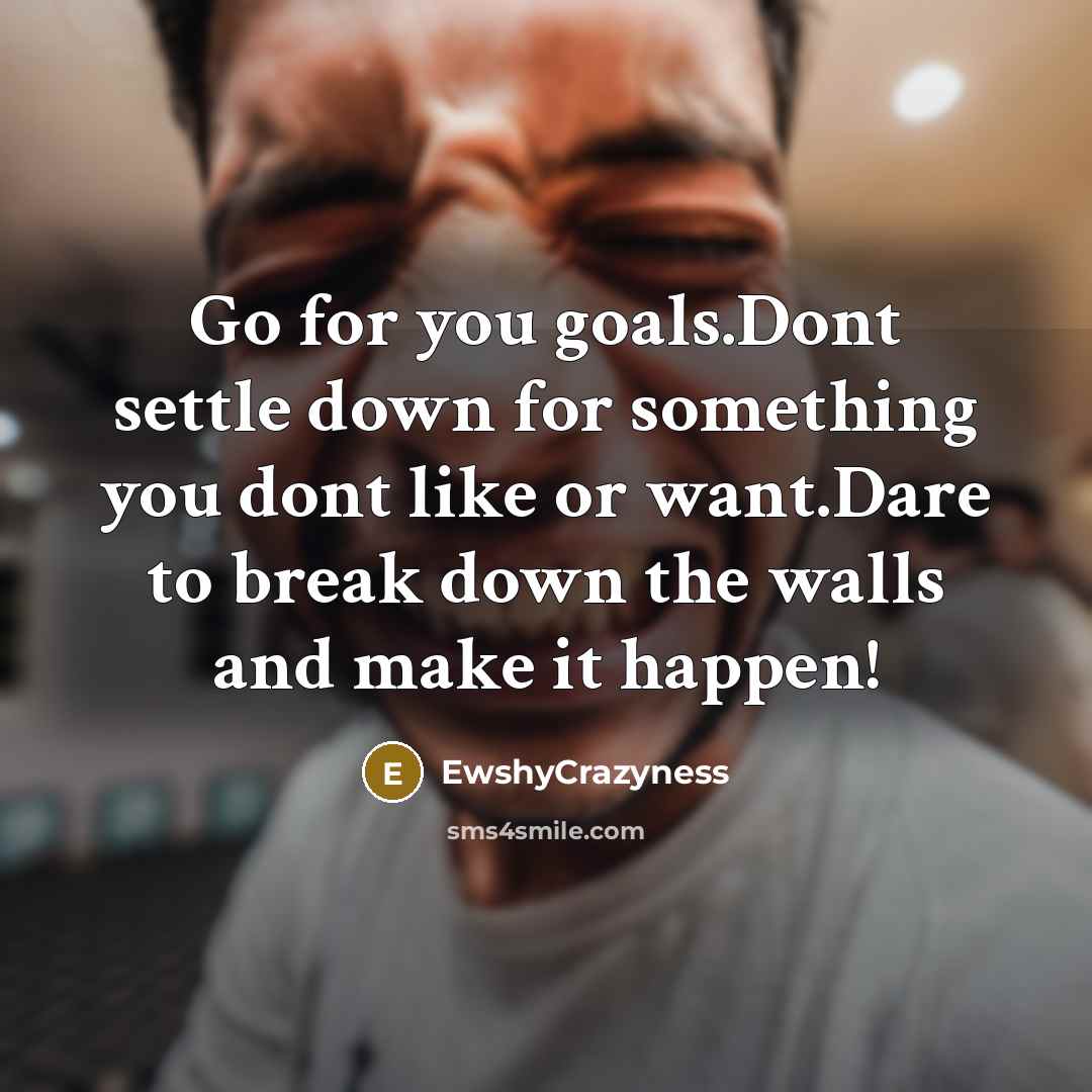 “Go for you goals.Dont settle down for something you dont like or want.Dare to break down the walls and make it happen!” quote by EwshyCrazyness