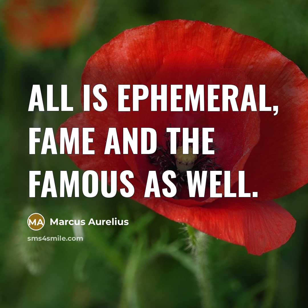 “All is Ephemeral, fame and the famous as well.” quote by Marcus Aurelius