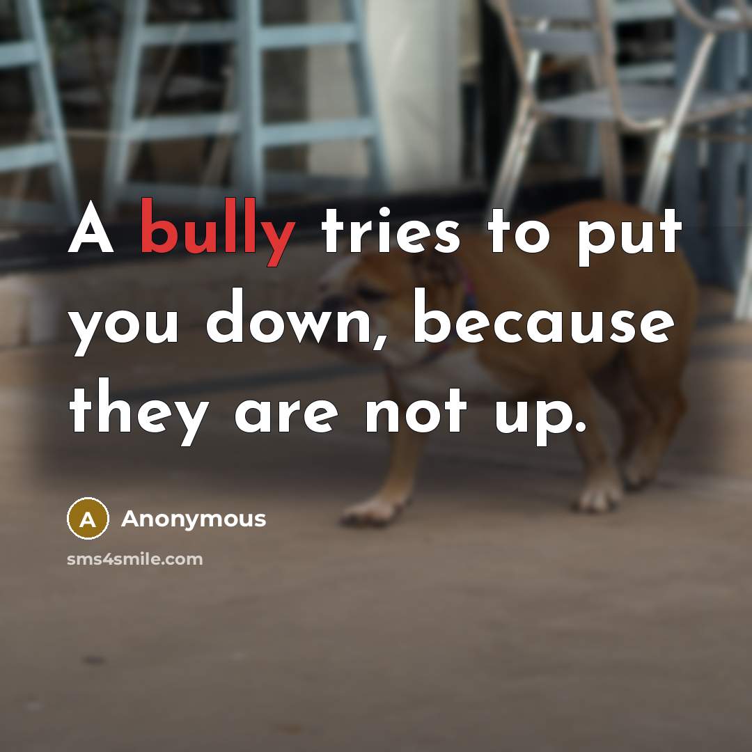 “A bully tries to put you down, because they are not up.” quote by Anonymous