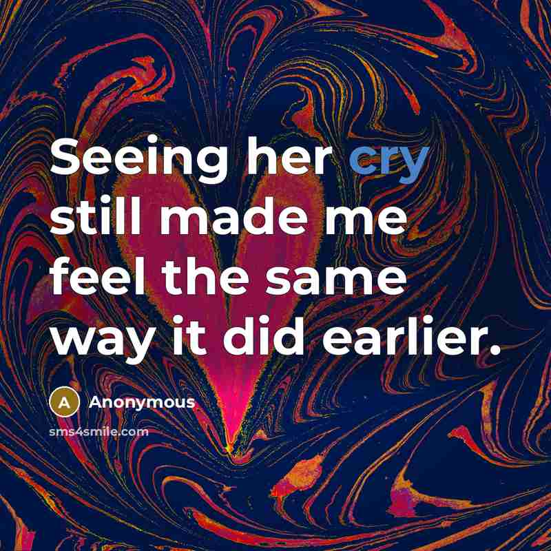 “Seeing her cry still made me feel the same way it did earlier.” quote by Anonymous