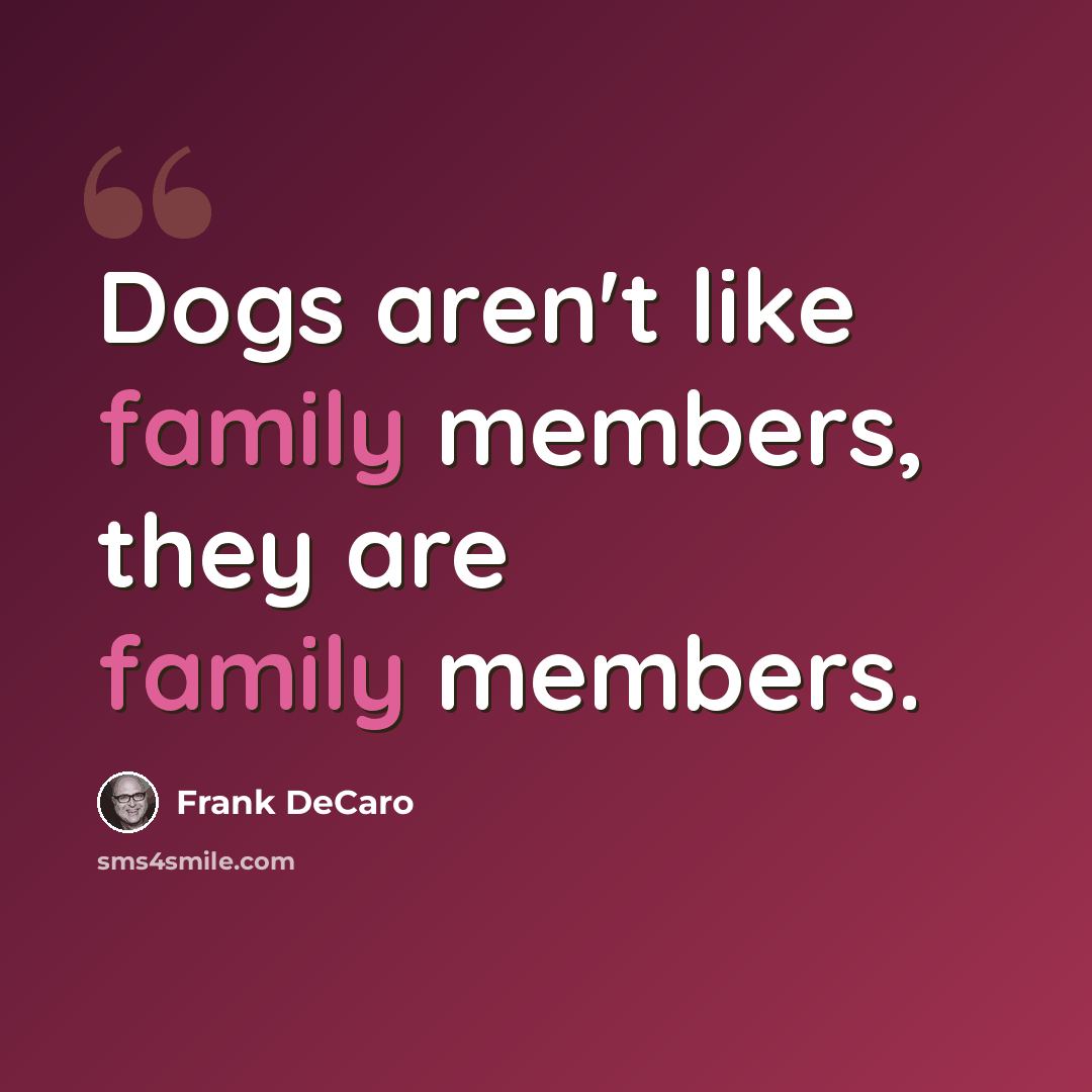 “Dogs aren't like family members, they are family members.” quote by Frank DeCaro