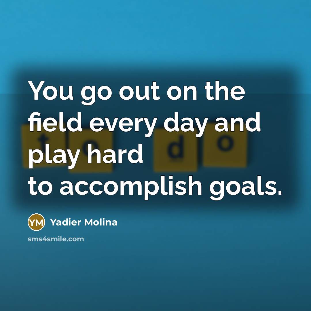 “You go out on the field every day and play hard to accomplish goals.” quote by Yadier Molina
