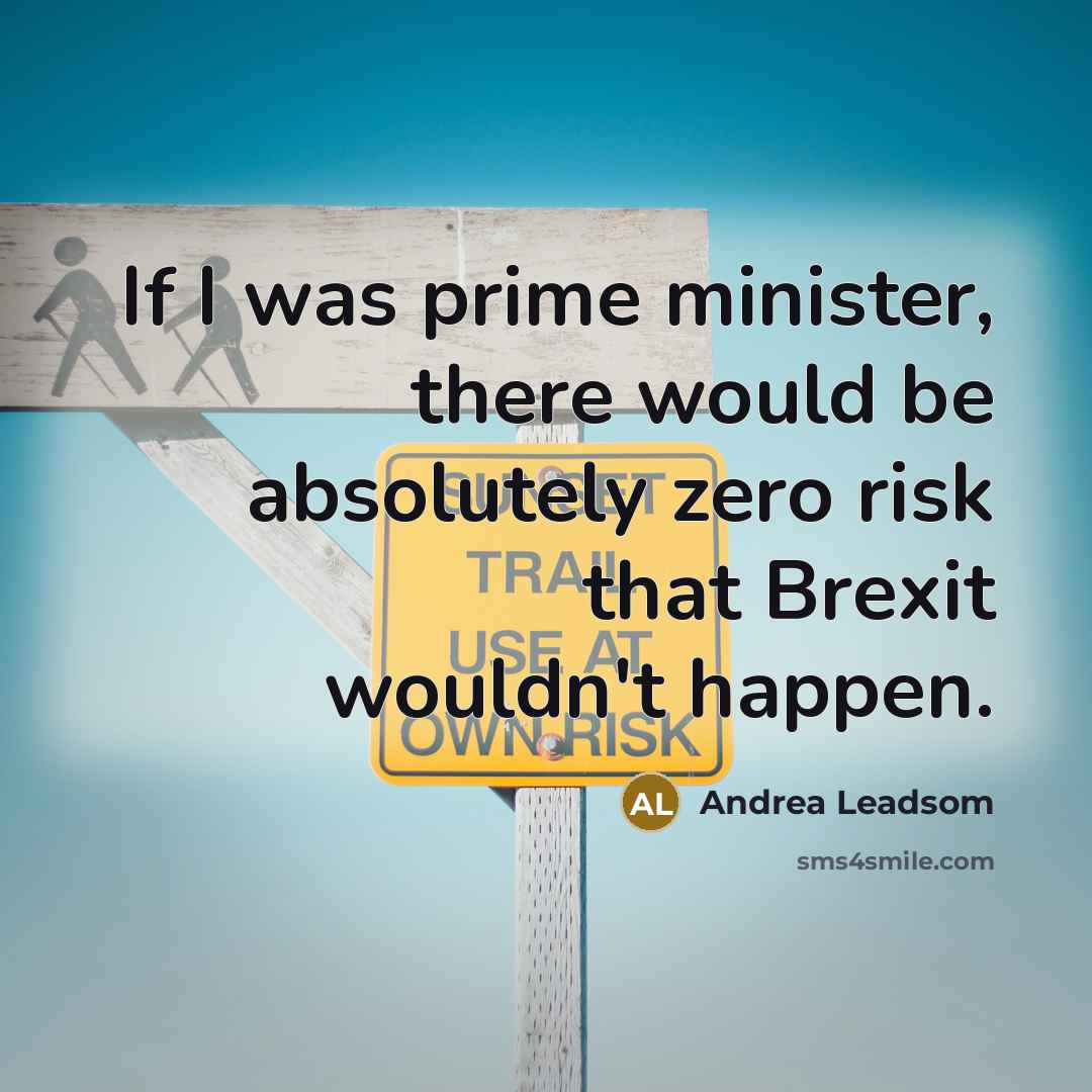 “If I was prime minister, there would be absolutely zero risk that Brexit wouldn't happen.” quote by Andrea Leadsom