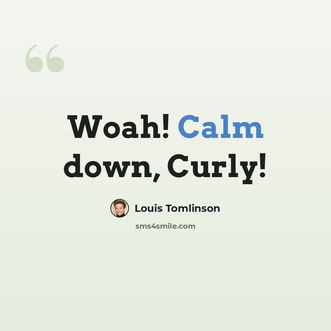 “Woah! Calm down, Curly!” quote by Louis Tomlinson