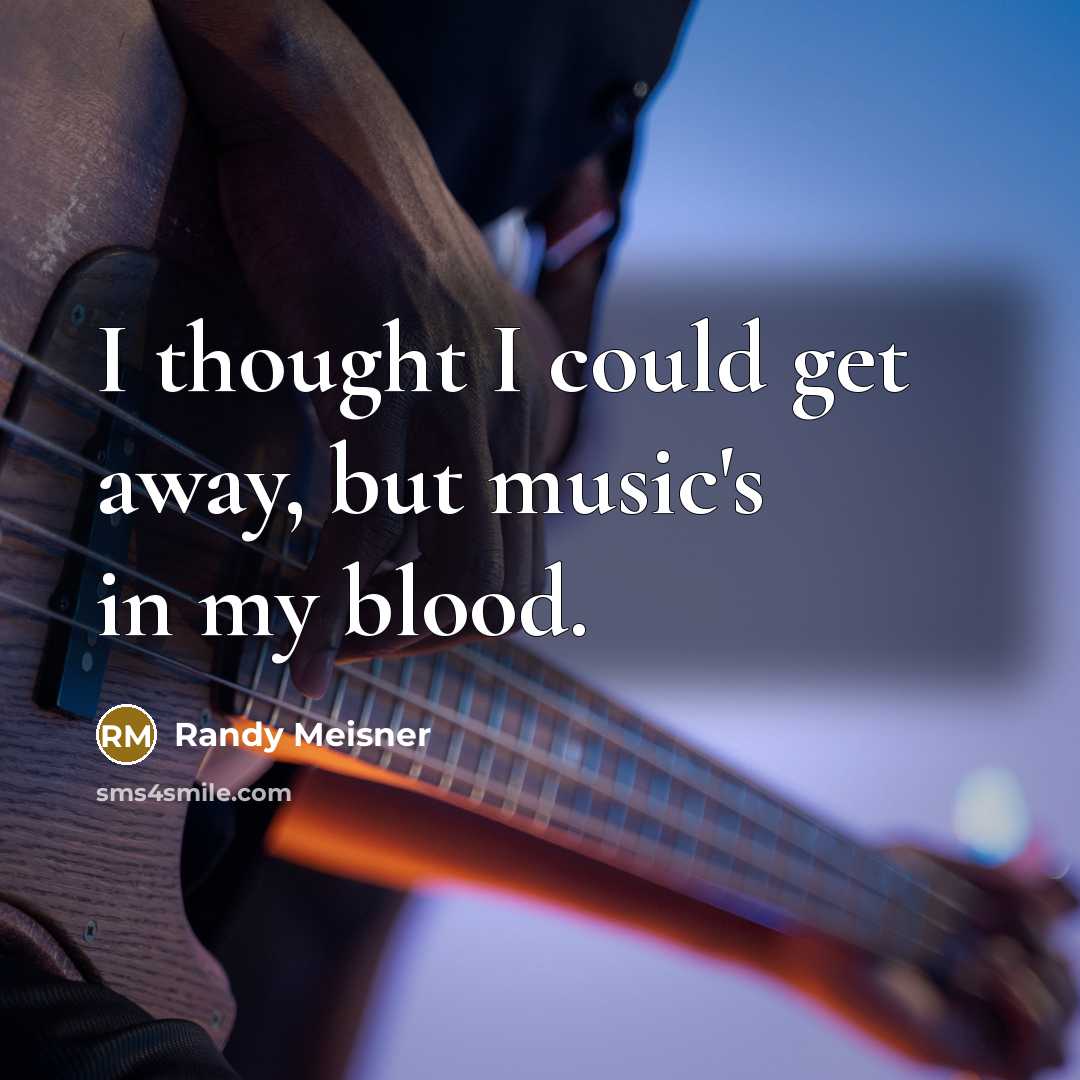 “I thought I could get away, but music's in my blood.” quote by Randy Meisner
