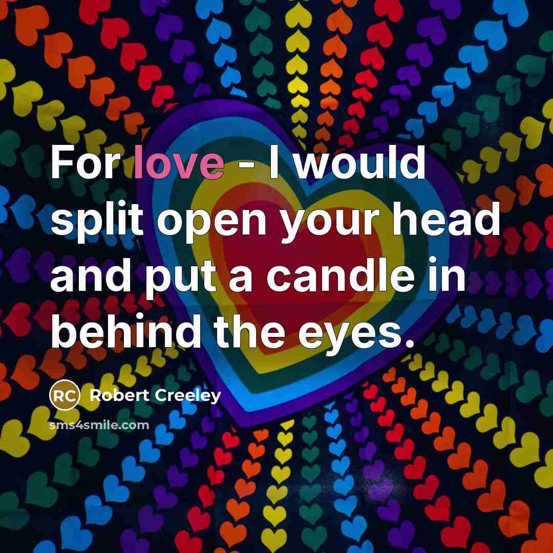 “For love - I would split open your head and put a candle in behind the eyes.” quote by Robert Creeley