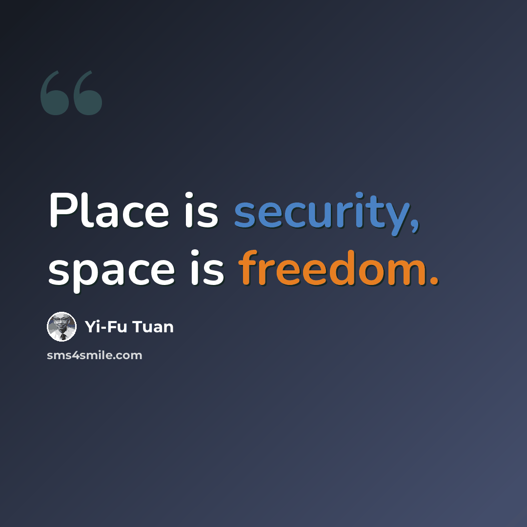 “Place is security, space is freedom.” quote by Yi-Fu Tuan