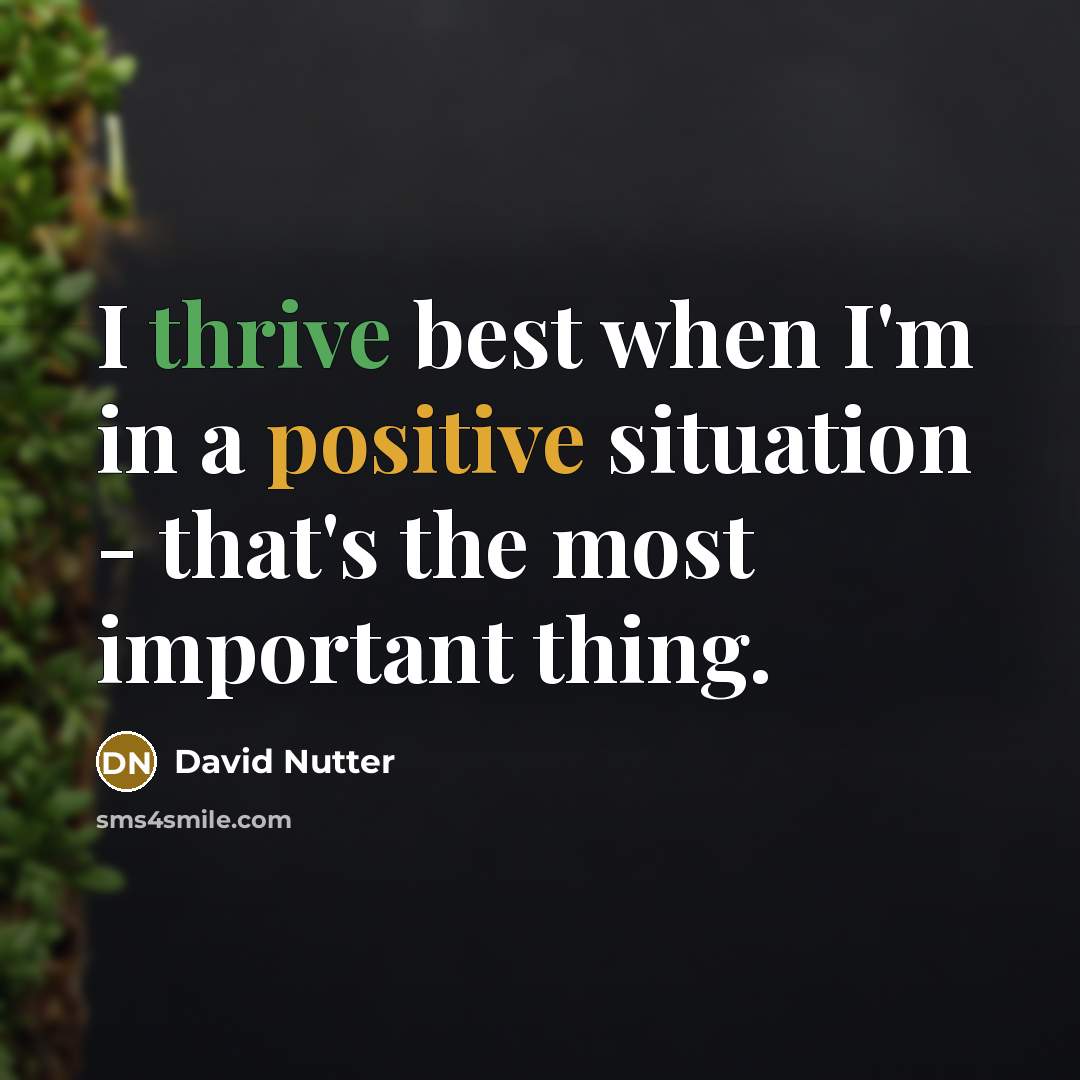 “I thrive best when I'm in a positive situation - that's the most important thing.” quote by David Nutter