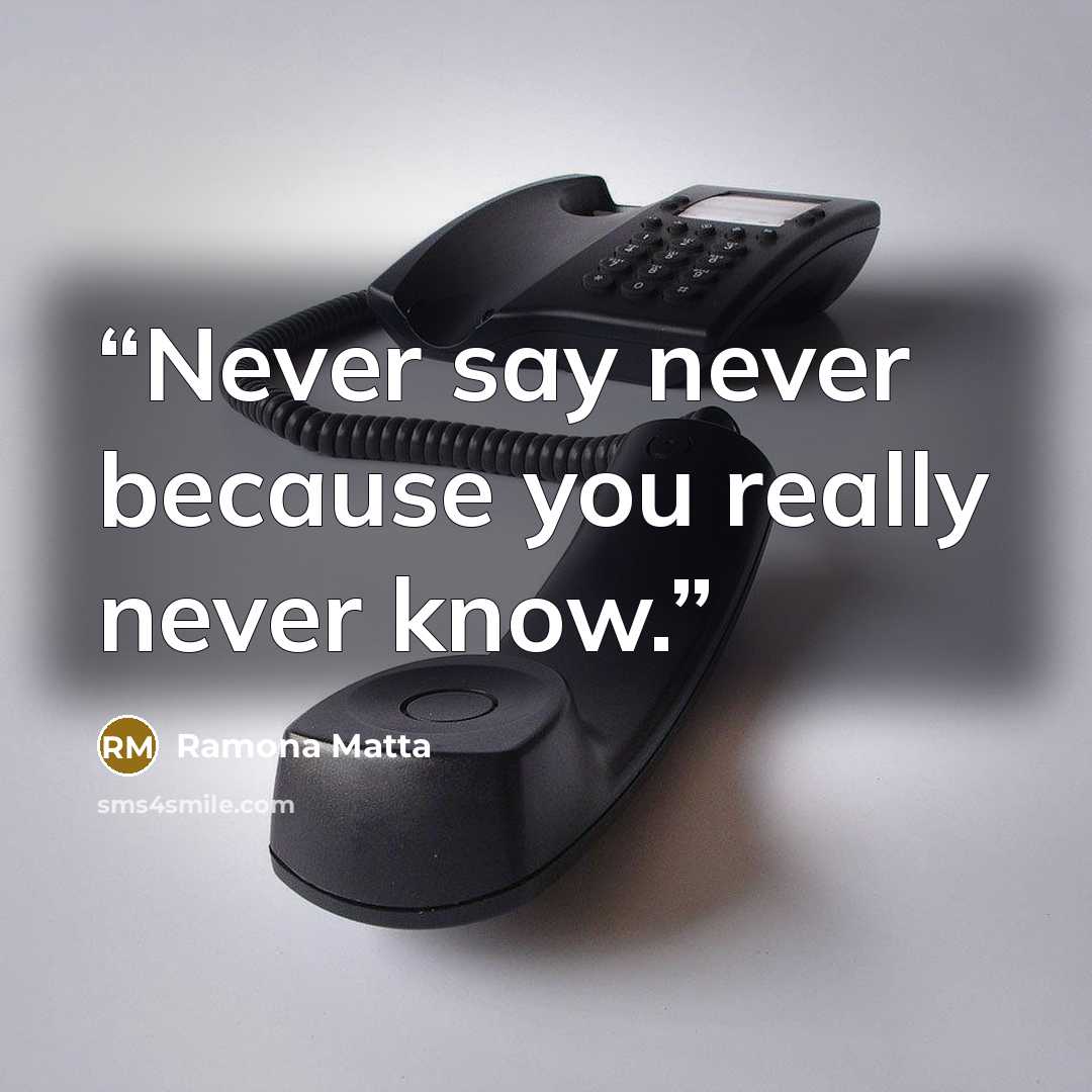 “Never say never because you really never know.” quote by Ramona Matta