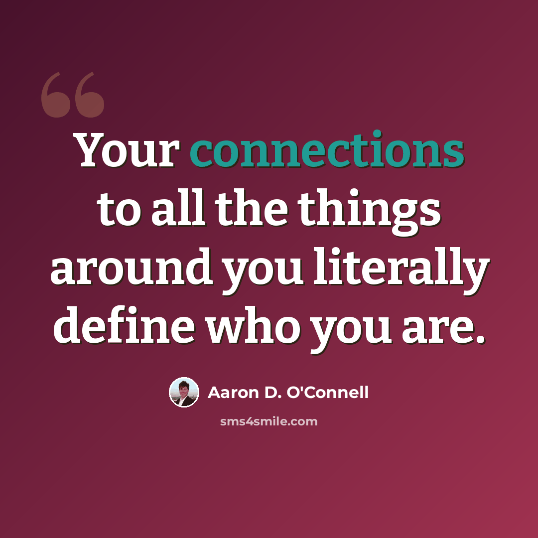 “Your connections to all the things around you literally define who you are.” quote by Aaron D. O'Connell