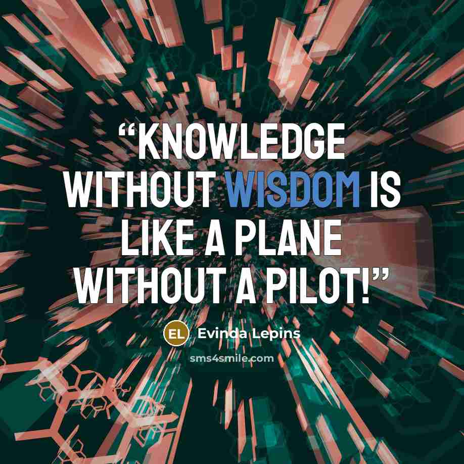 “Knowledge without wisdom is like a plane without a pilot!” quote by Evinda Lepins