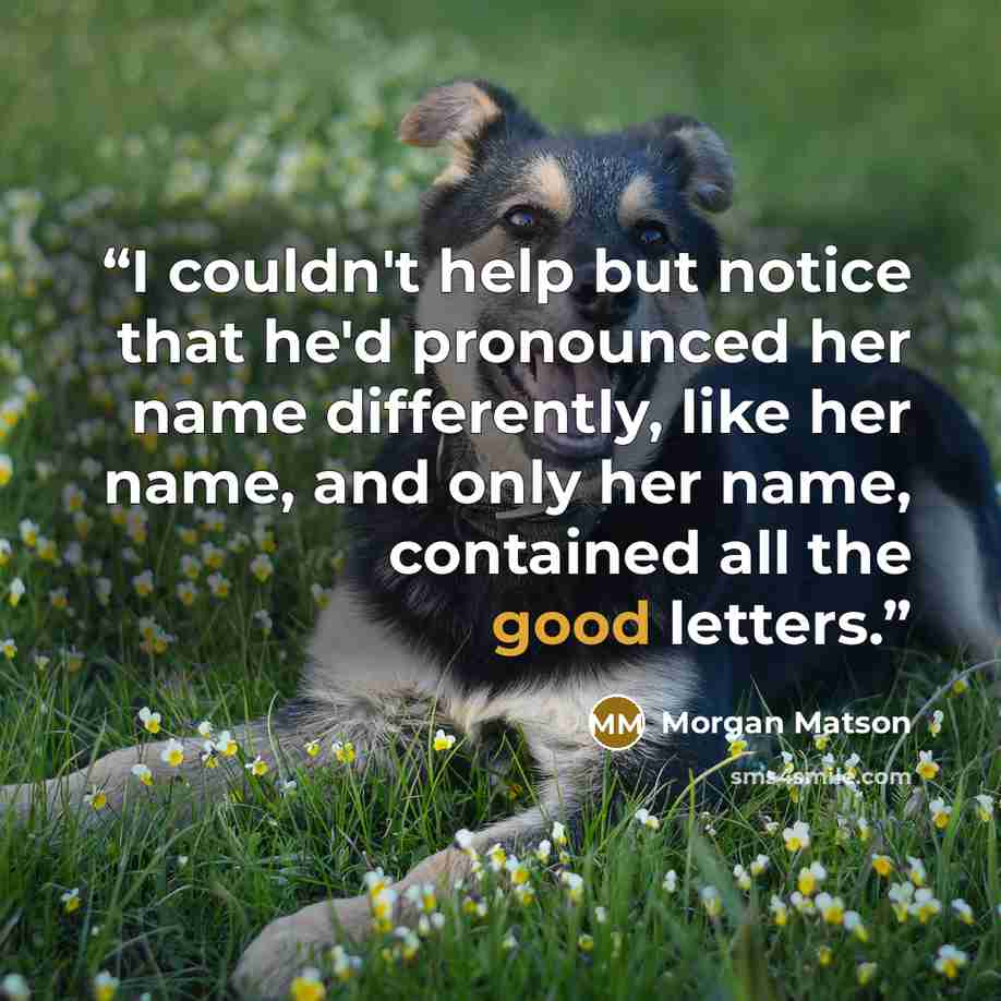 “I couldn't help but notice that he'd pronounced her name differently, like her name, and only her name, contained all the good letters.” quote by Morgan Matson