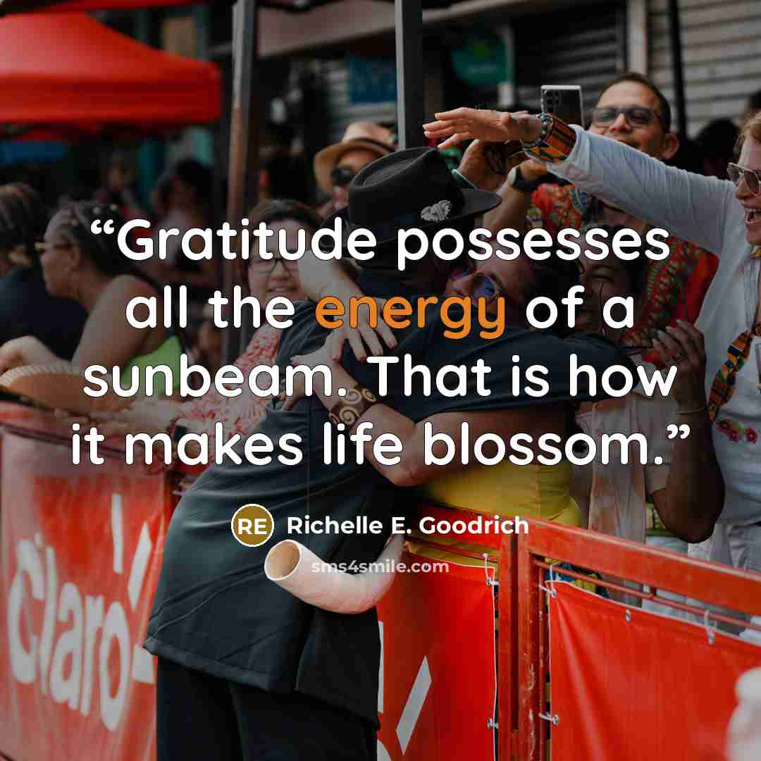 “Gratitude possesses all the energy of a sunbeam. That is how it makes life blossom.” quote by Richelle E. Goodrich