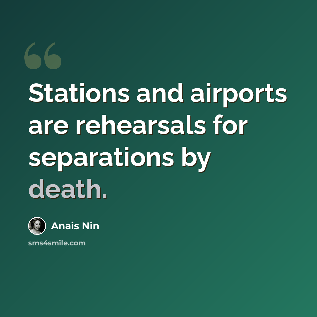 “Stations and airports are rehearsals for separations by death.” quote by Anais Nin