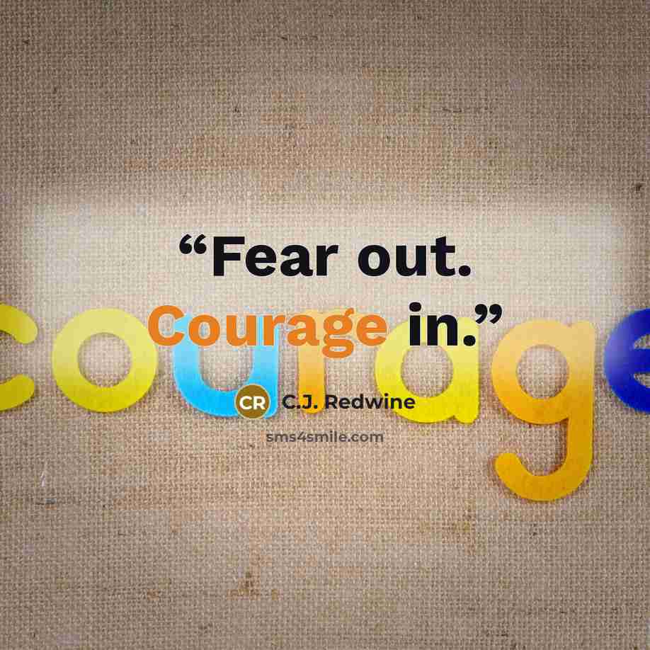 “Fear out. Courage in.” quote by C.J. Redwine