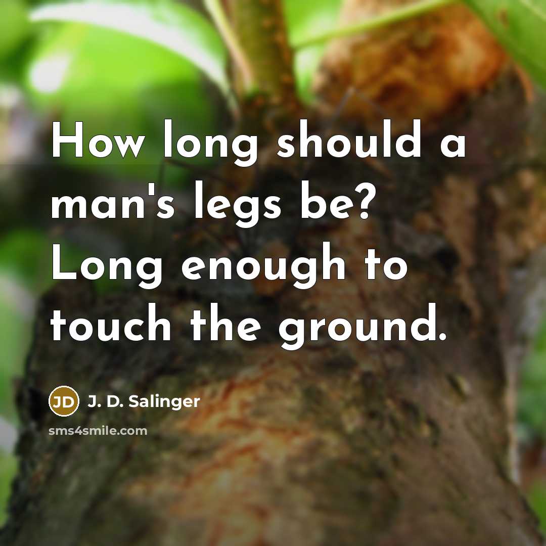 “How long should a man's legs be? Long enough to touch the ground.” quote by J. D. Salinger