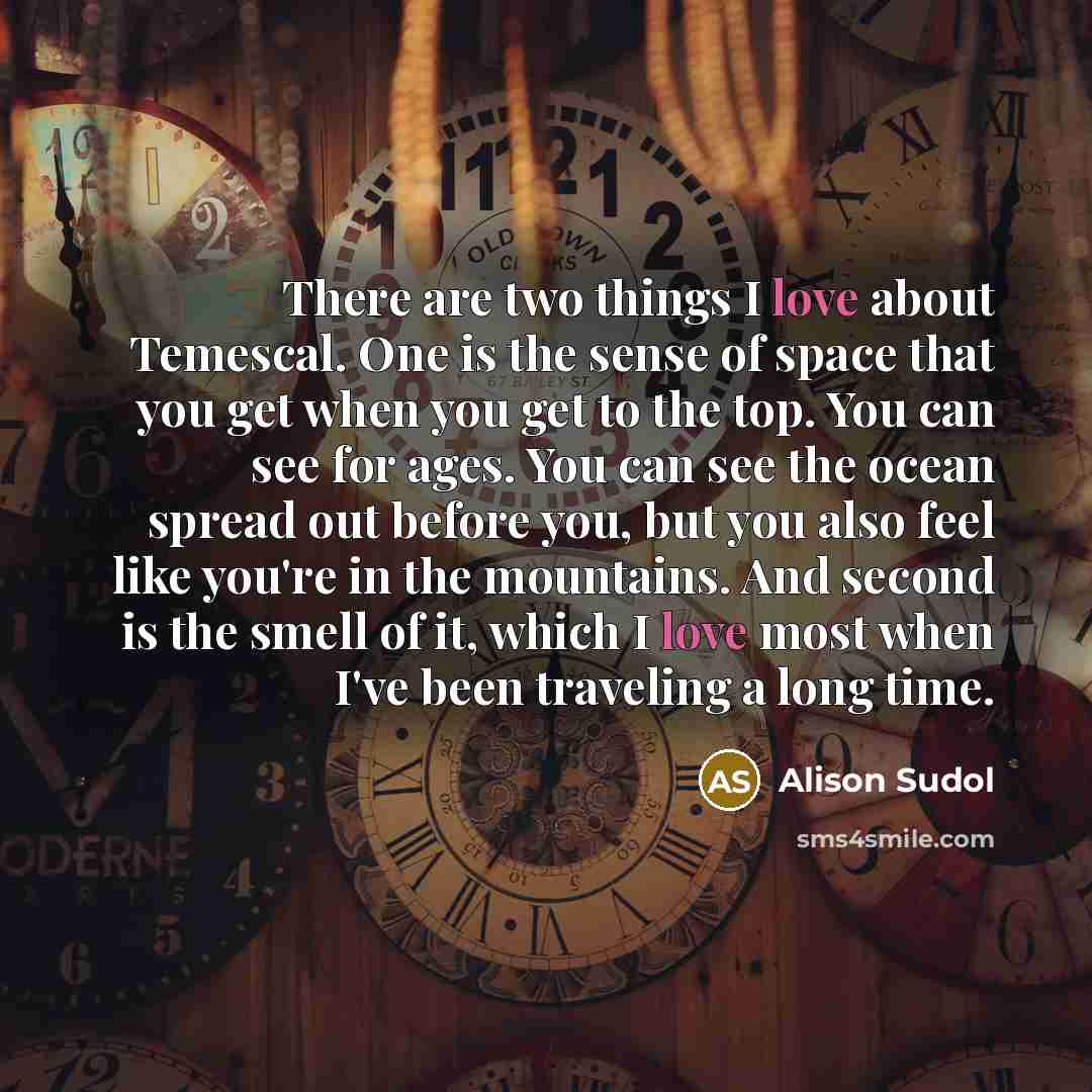 “There are two things I love about Temescal. One is the sense of space that you get when you get to the top. You can see for ages. You can see the ocean spread out before you, but you also feel like you're in the mountains. And second is the smell of it, which I love most when I've been traveling a…” quote by Alison Sudol