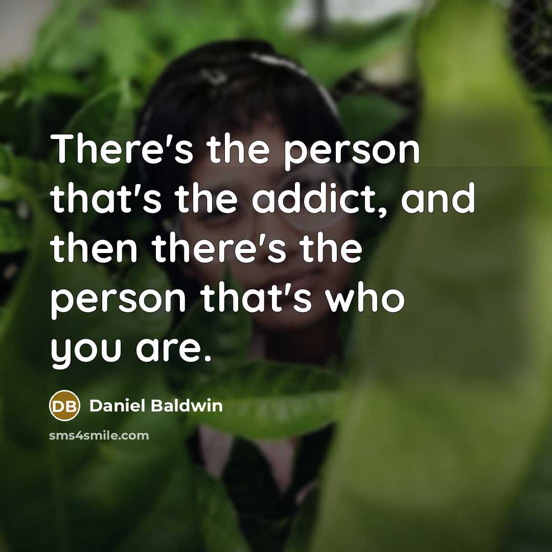 “There's the person that's the addict, and then there's the person that's who you are.” quote by Daniel Baldwin