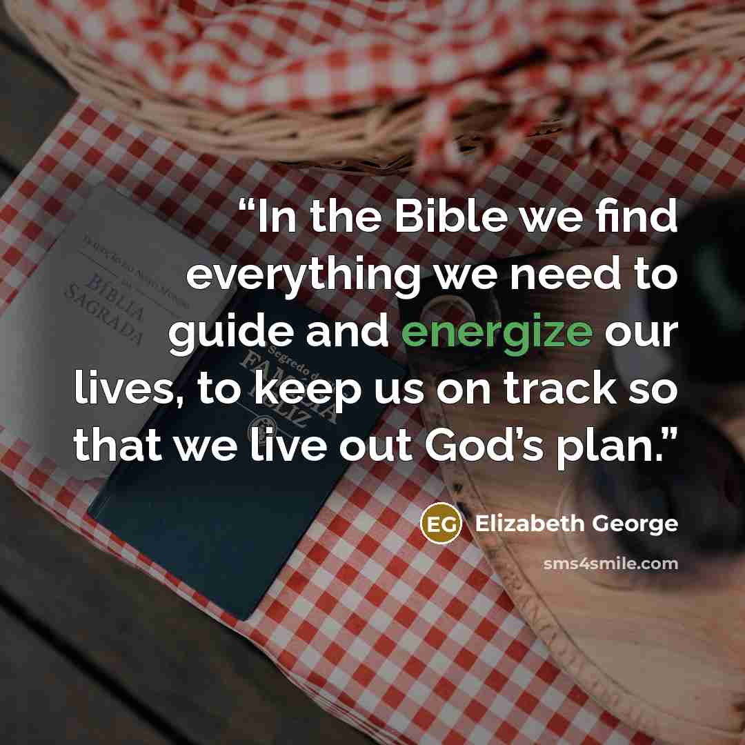 “In the Bible we find everything we need to guide and energize our lives, to keep us on track so that we live out God’s plan.” quote by Elizabeth George