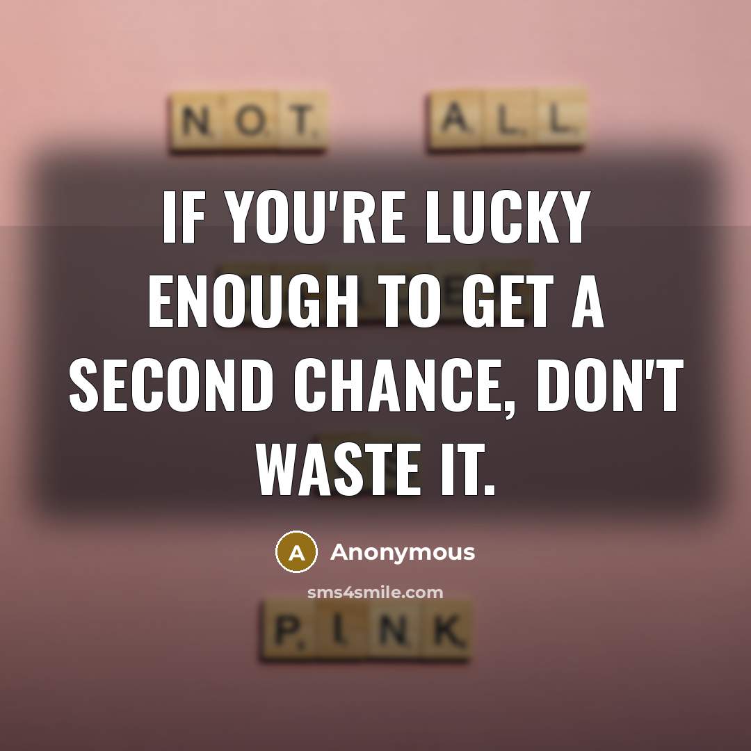 “If you're lucky enough to get a second chance, don't waste it.” quote by Anonymous