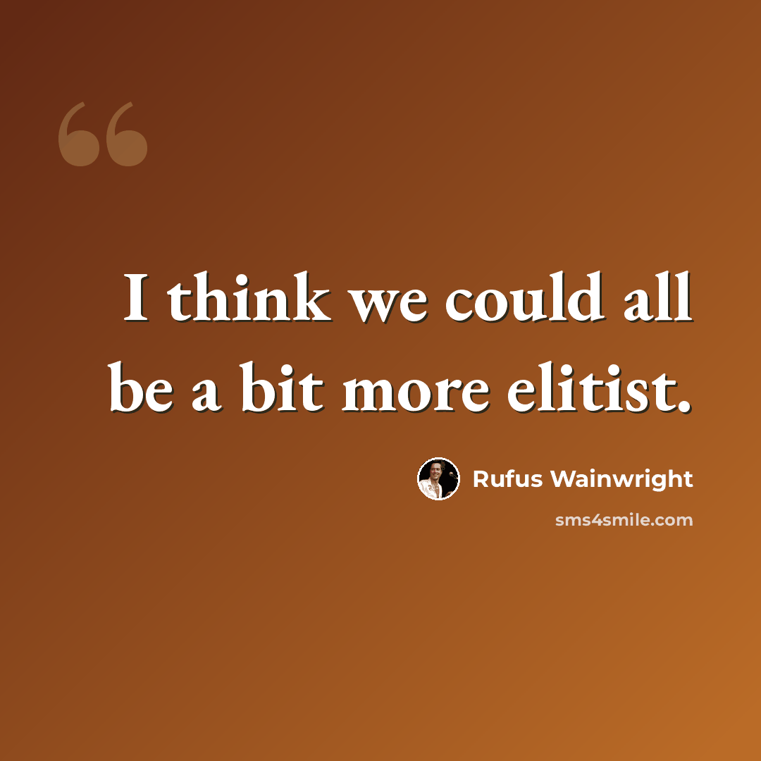 “I think we could all be a bit more elitist.” quote by Rufus Wainwright