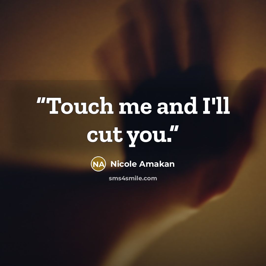 “Touch me and I'll cut you.” quote by Nicole Amakan