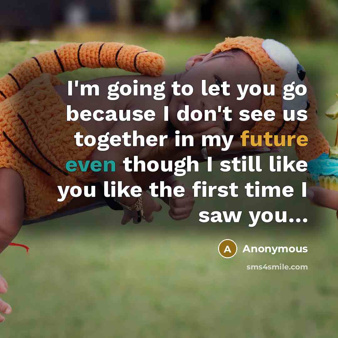 “I'm going to let you go because I don't see us together in my future even though I still like you like the first time I saw you…” quote by Anonymous