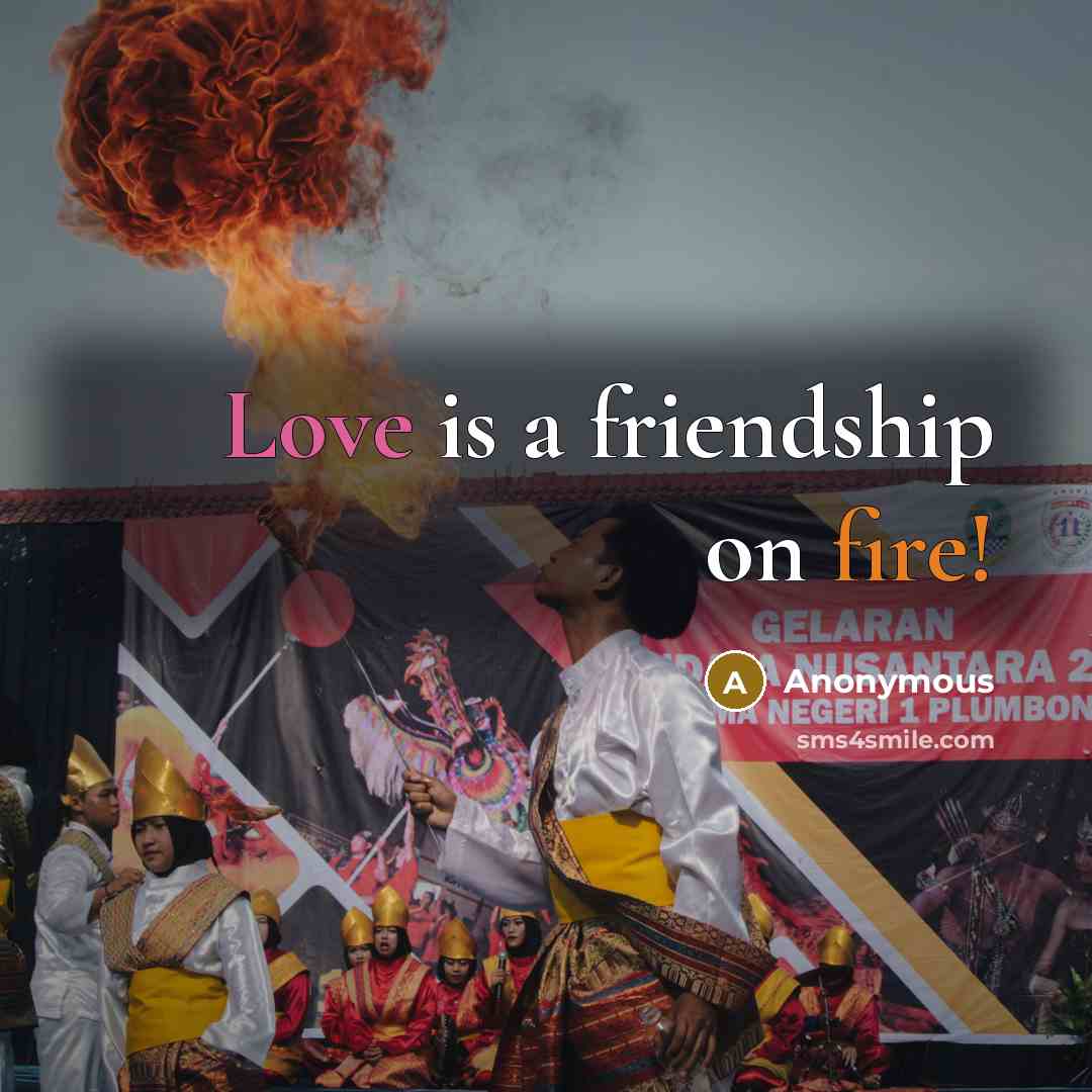 “Love is a friendship on fire!” quote by Anonymous